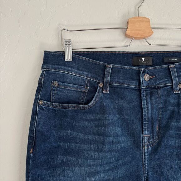 7FAMK 7 For All Mankind Men's Slimmy Jeans in Rio Bravo Dark Wash Size 34 X 27 - Picture 6 of 12